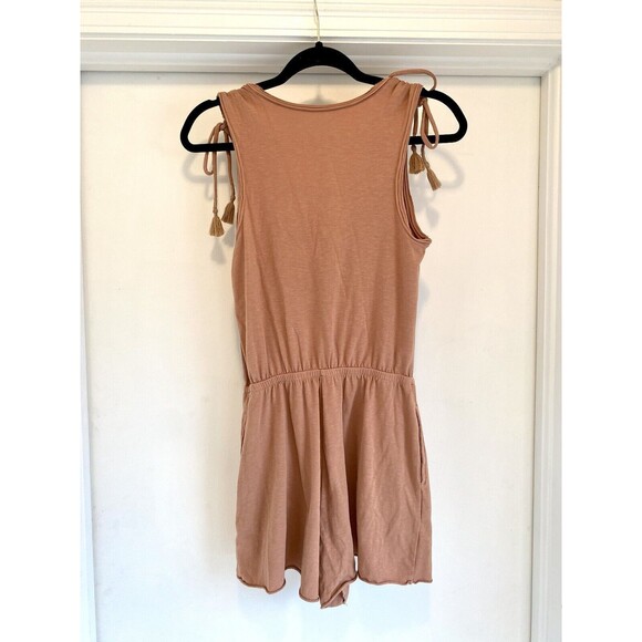 Aerie Ruched Romper Tie Shoulder Knit Jersey Women’s Size XS Boho Festival Rust - Picture 6 of 12